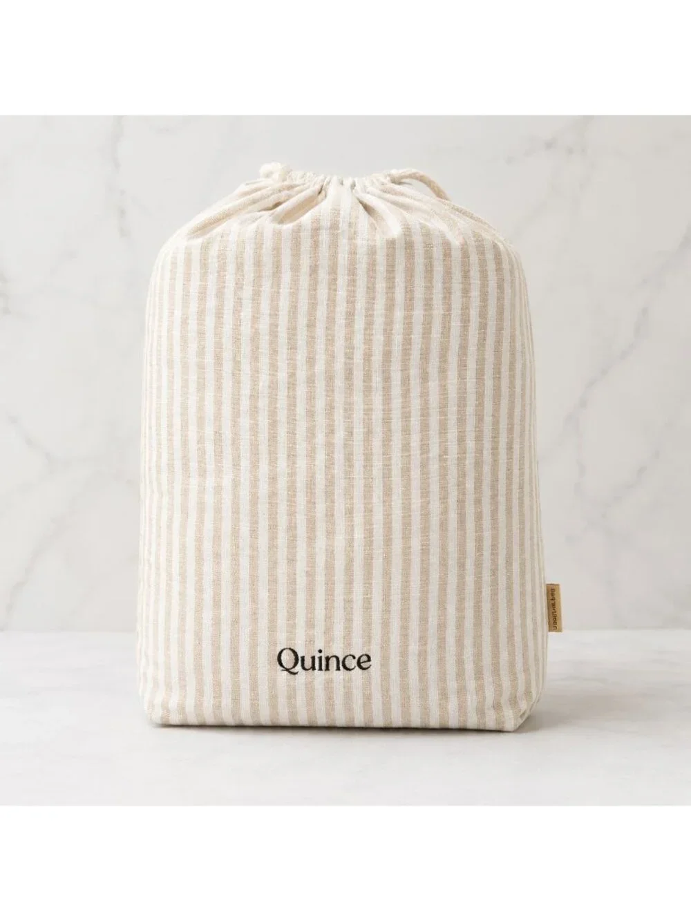 S34 | Quince European Linen Duvet Cover Set King Cal King Natural/White Stripe N